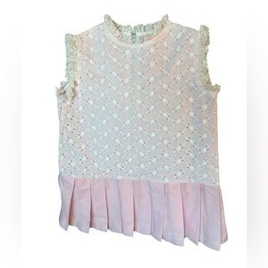 Vintage Tiny Town Pink‎ White  1950/60 Dress Child Lace Eyelet Toddler Baby Girl